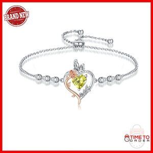 925 Sterling Silver Birthstone Bracelet Adjustable 9 Inch Link Chain